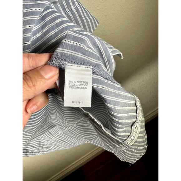 J.Jill Women’s 3X Tie-Front Top Seaport/White Stripe 100% Cotton Long Sleeve NWT - Picture 6 of 10